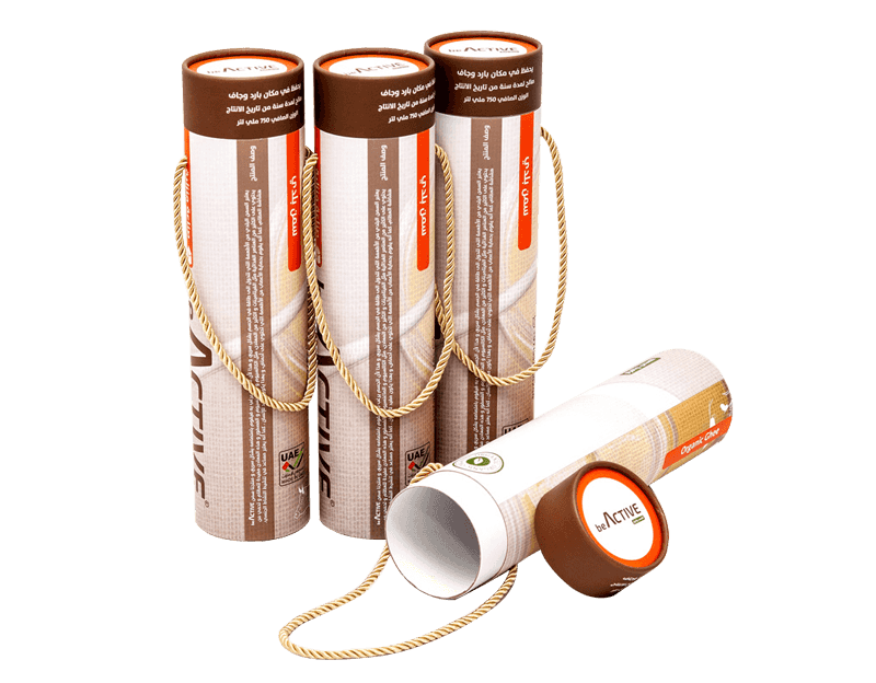 Embalaje de tubo de papel personalizado con asa de cuerda para botella de aceite de oliva