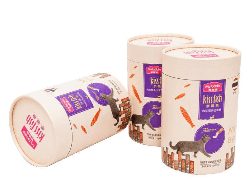 Tubo de papel de lujo que empaqueta la caja de empaquetado del alimento para mascotas del diseño único