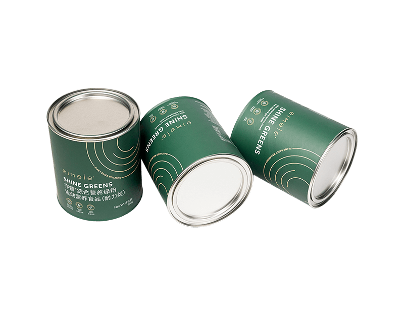 Lata de papel hermética con doble sellado para polvos verdes de 150 g
