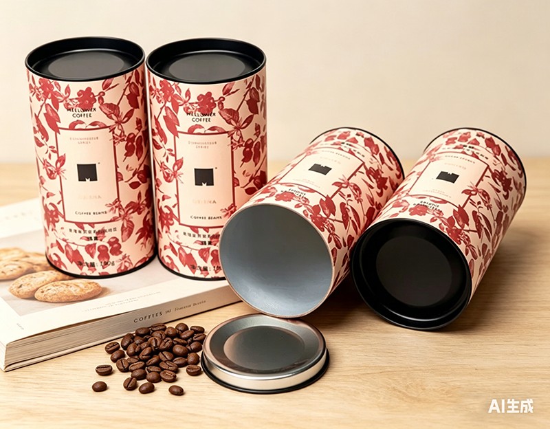 Tubo de papel de calidad alimentaria con embalaje con tapa metálica para granos de café