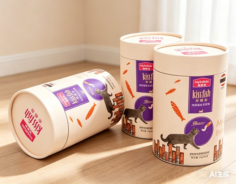 Tubo de papel de lujo que empaqueta la caja de empaquetado del alimento para mascotas del diseño único