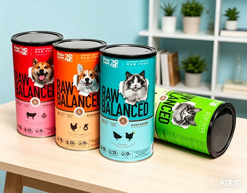 Lata de papel compuesto impresa personalizada para golosinas para mascotas y venta al por mayor de alimentos secos
