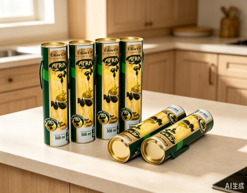 Embalaje de tubo de cartón para botella de aceite de oliva