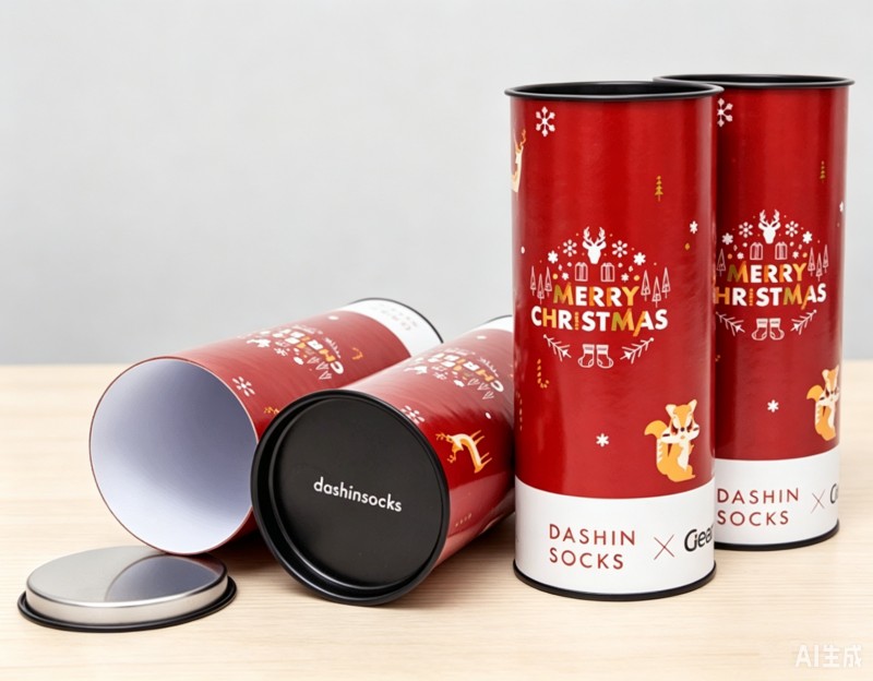 Caja de regalo de Navidad de cilindro de embalaje de calcetines de buena calidad